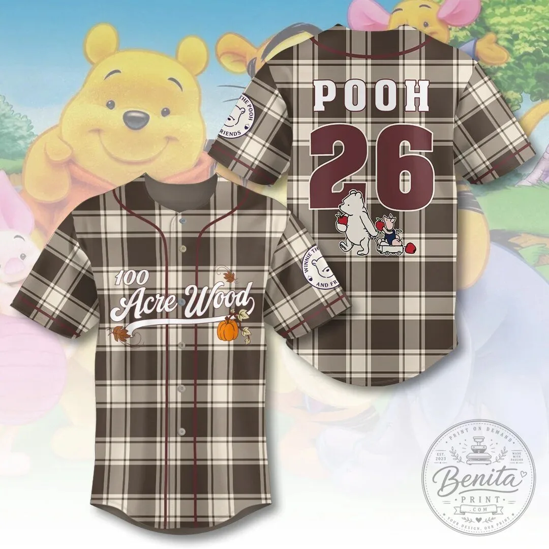 Winnie the Pooh and Friends 100 Acre Wood Plaid Baseball Jersey