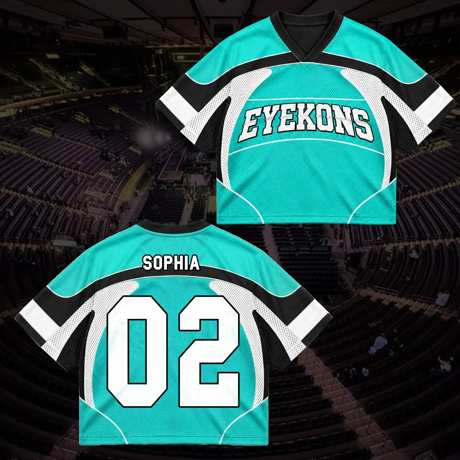 Eyekons Teal and Black Sporty Tribal Wave Mesh Jersey 14 Eyekons Teal and Black Sporty Tribal Wave Mesh Jersey