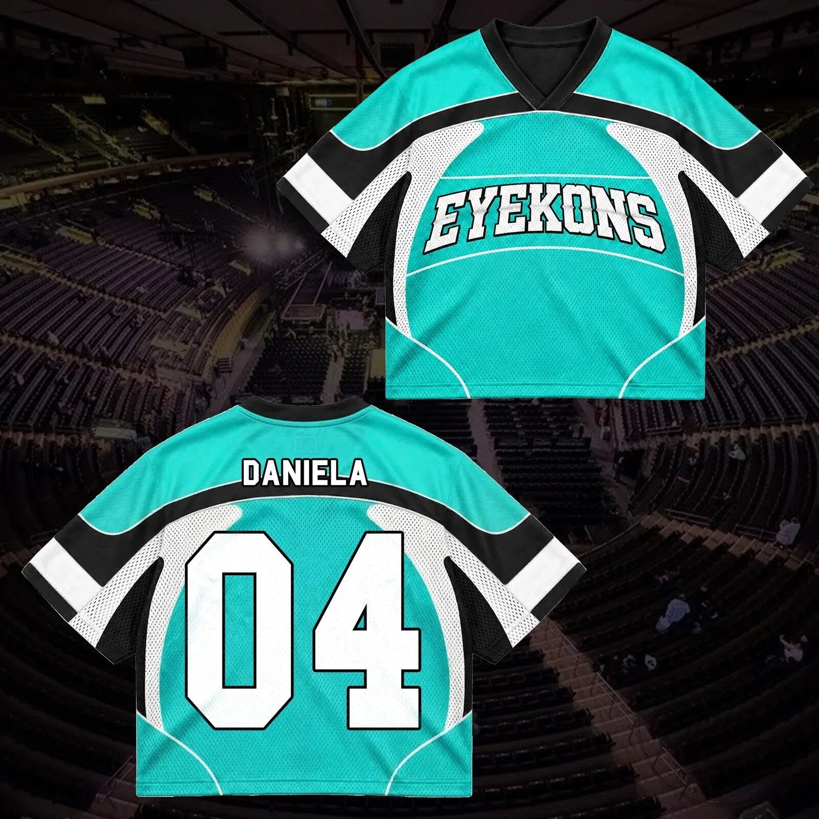 Eyekons Teal and Black Sporty Tribal Wave Mesh Jersey 15 Eyekons Teal and Black Sporty Tribal Wave Mesh Jersey