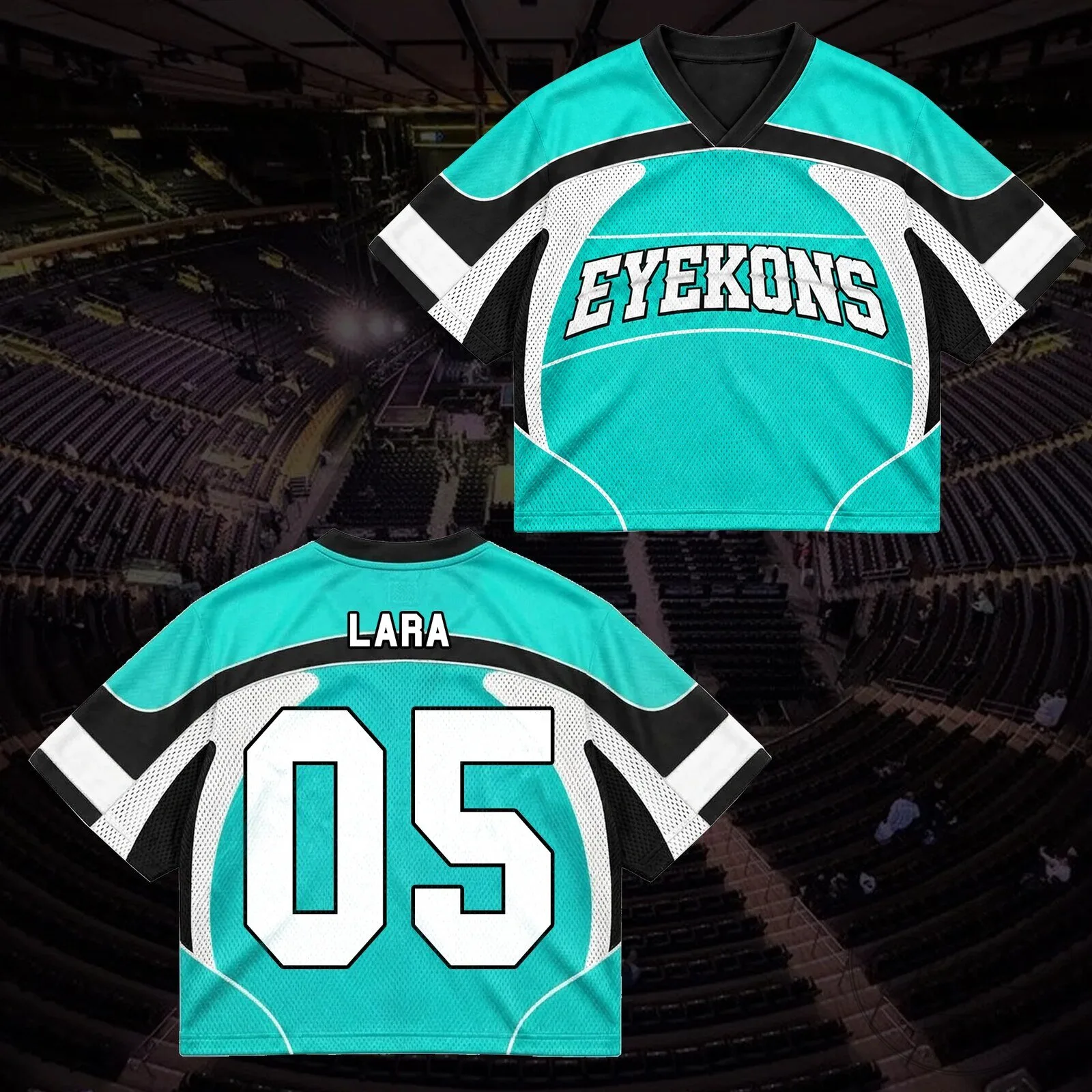 Eyekons Teal and Black Sporty Tribal Wave Mesh Jersey 16 Eyekons Teal and Black Sporty Tribal Wave Mesh Jersey