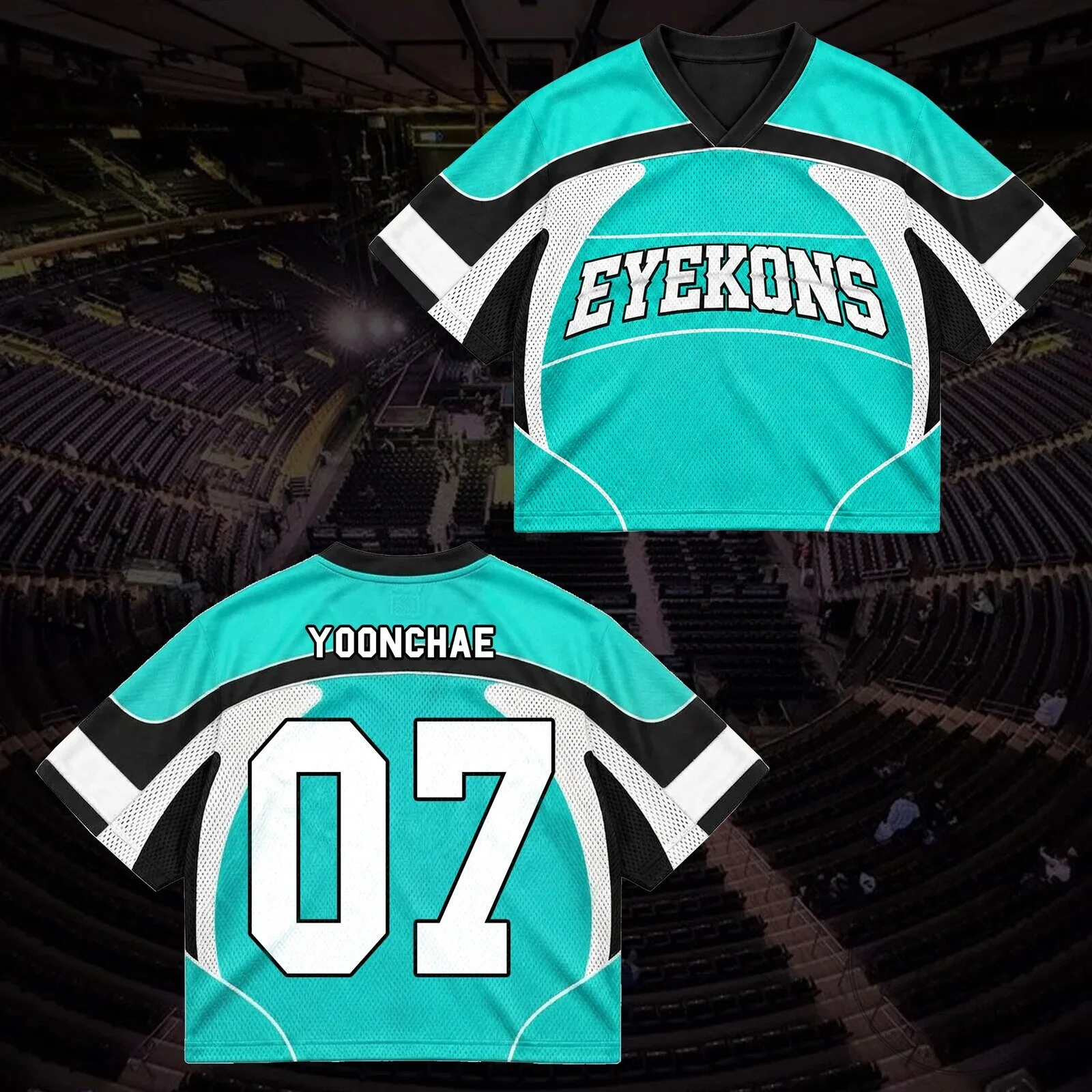 Eyekons Teal and Black Sporty Tribal Wave Mesh Jersey 18 Eyekons Teal and Black Sporty Tribal Wave Mesh Jersey