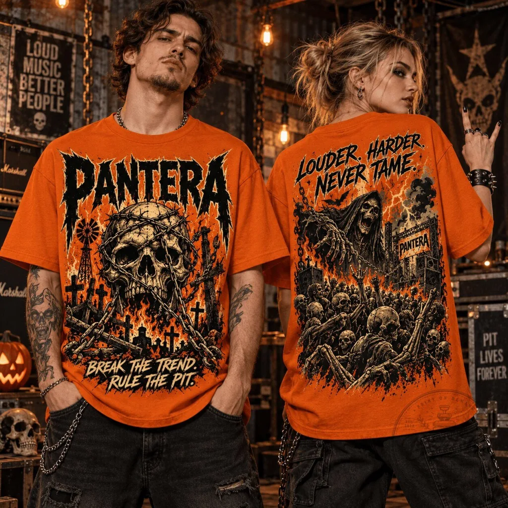 Pantera Louder Harder Never Tame Heavy Metal Skull Graveyard Halloween T-Shirt Pantera Louder Harder Never Tame Heavy Metal Skull Graveyard Halloween T-Shirt