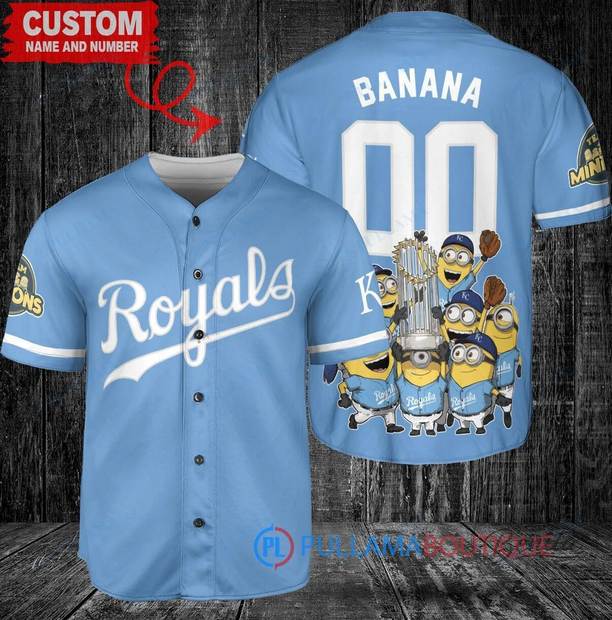 Kansas City Royals Baseball Minions World Series Champions Custom Baseball Jersey