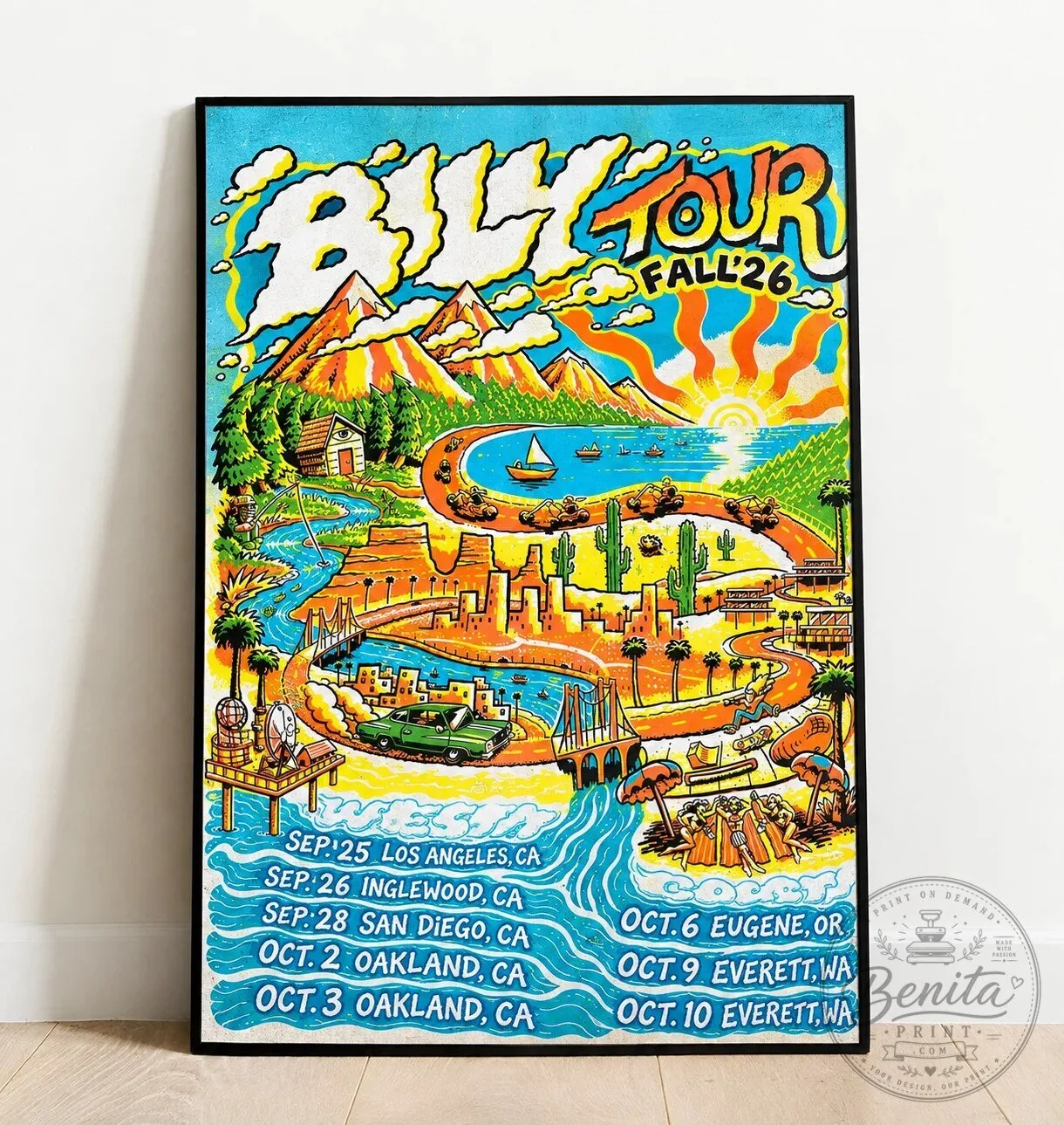 Billy Strings Fall 2026 West Coast Tour Concert Poster 1 Billy Strings Fall 2026 West Coast Tour Concert Poster