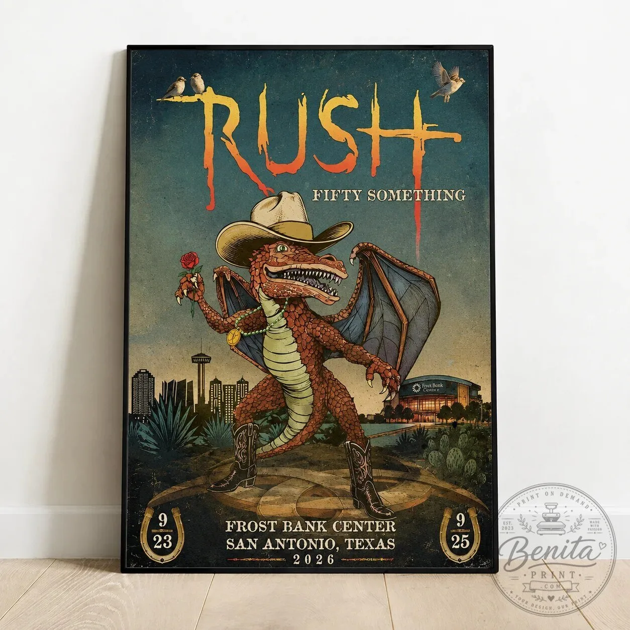 Rush Fifty Something Tour 2026 Frost Bank Center San Antonio Texas Poster