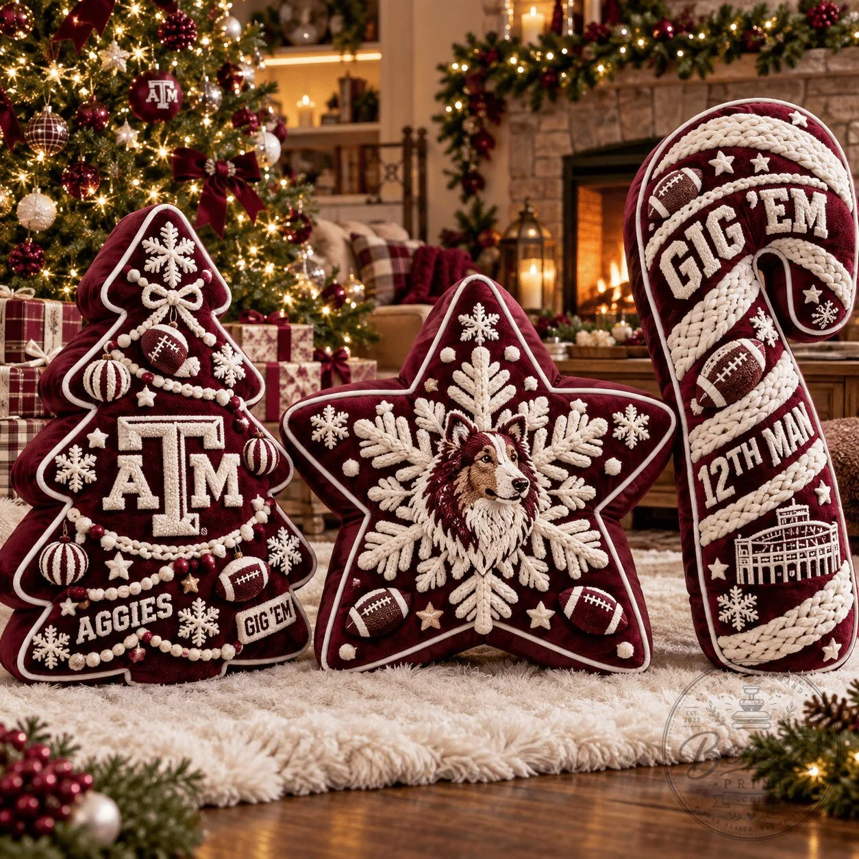 Texas A&M Aggies Christmas Tree Base Pillow Set