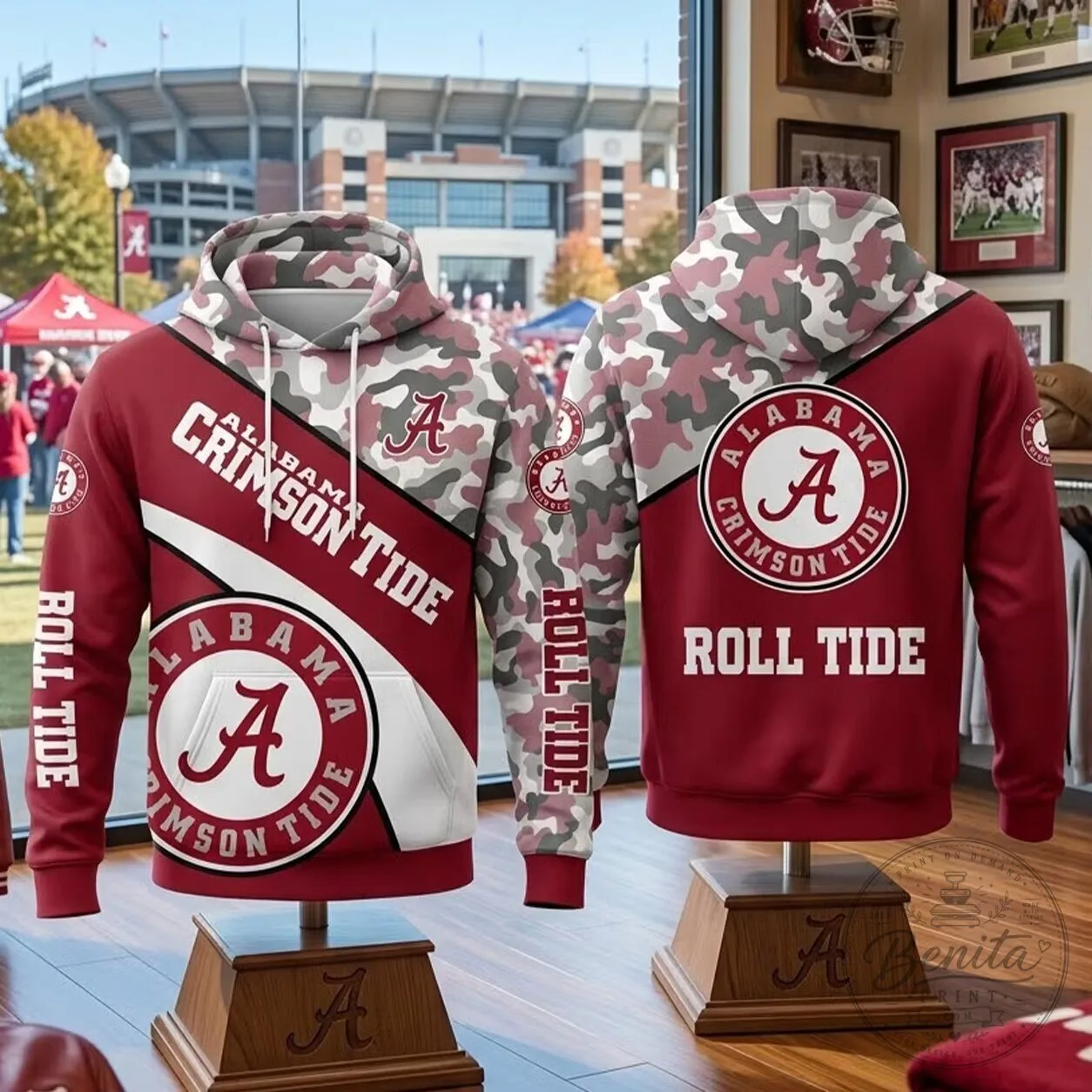 Alabama Crimson Tide Football Team Camouflage Pattern Pullover Hoodie