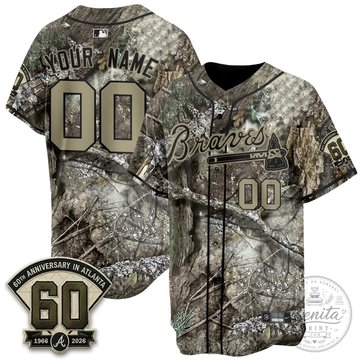 Atlanta Braves Hunting Camouflage Custom Baseball Jersey