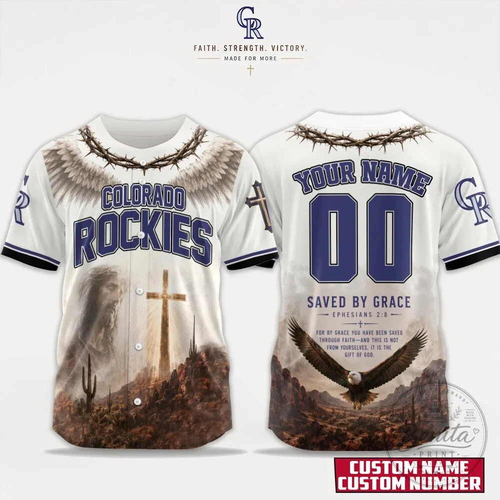 Colorado Rockies Baseball Jersey Personalized Saved By Grace Faith Design