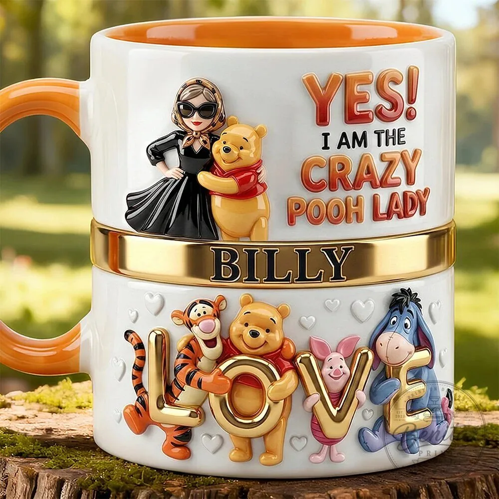 Winnie the Pooh Crazy Pooh Lady Personalized Name Coffee Mug 1 Winnie the Pooh Crazy Pooh Lady Personalized Name Coffee Mug