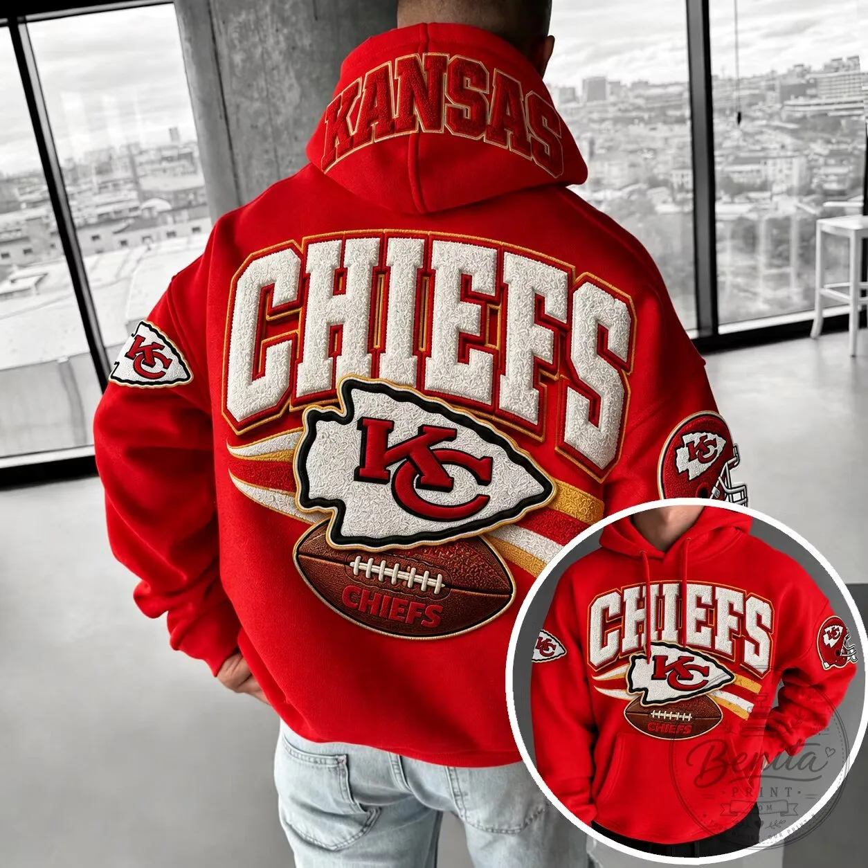 Kansas City Chiefs National Football League Red Embroidered Hoodie