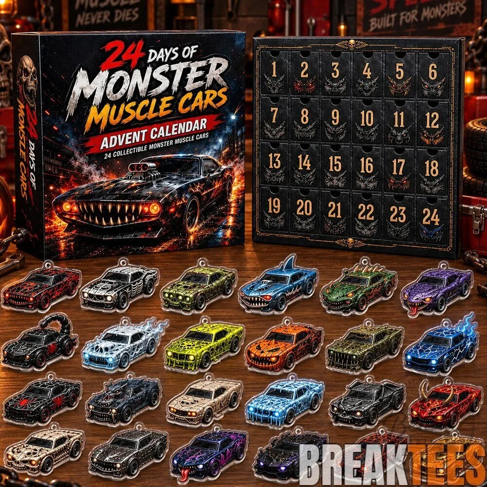 Monster Muscle Cars Advent Calendar 2026 Collectible Car Ornaments