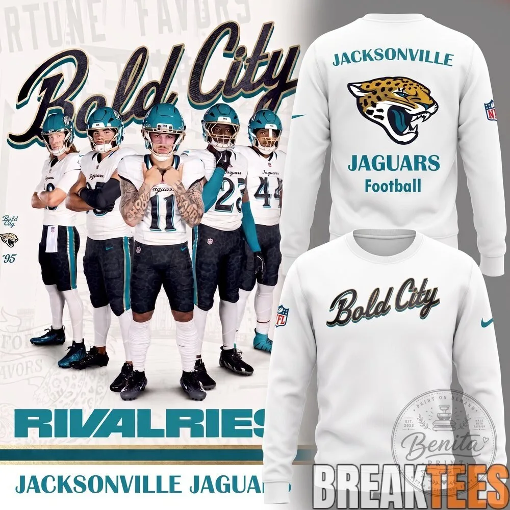 Jacksonville Jaguars Bold City Football Team White Sweatshirt