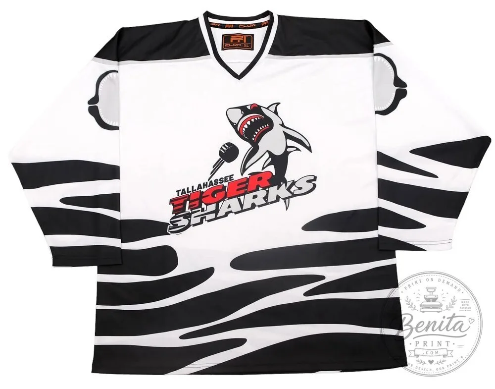 Tallahassee Tiger Sharks White and Black Hockey Jersey