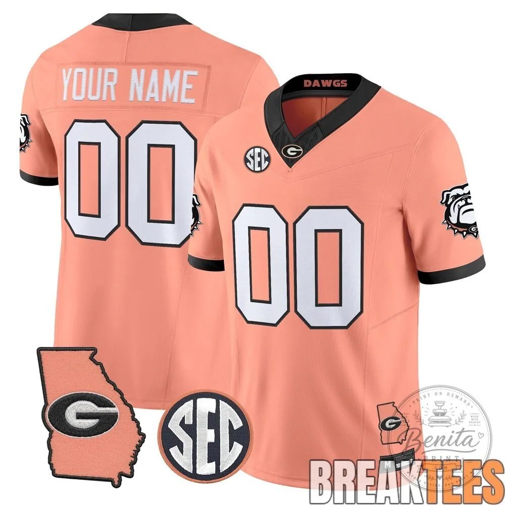 Georgia Bulldogs The Big Peach Custom Football Jersey