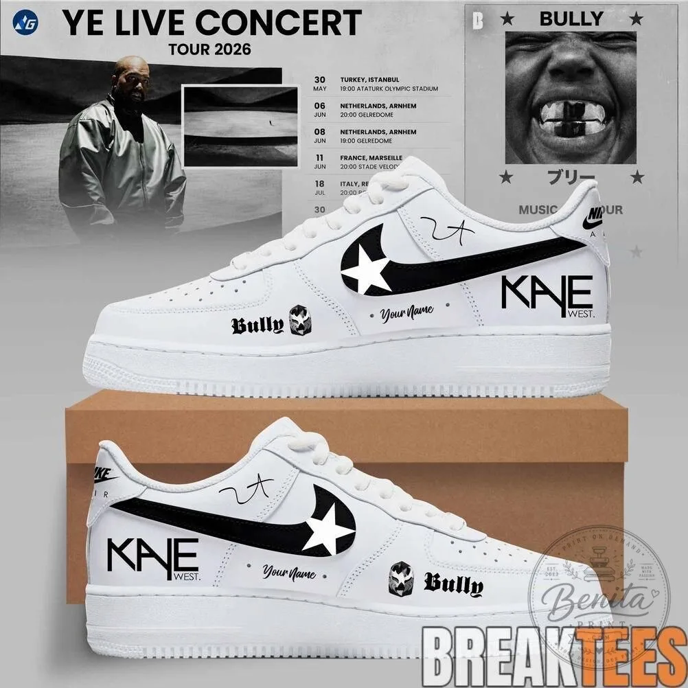 Kanye West Bully Live Concert Tour 2026 Custom White Sneakers