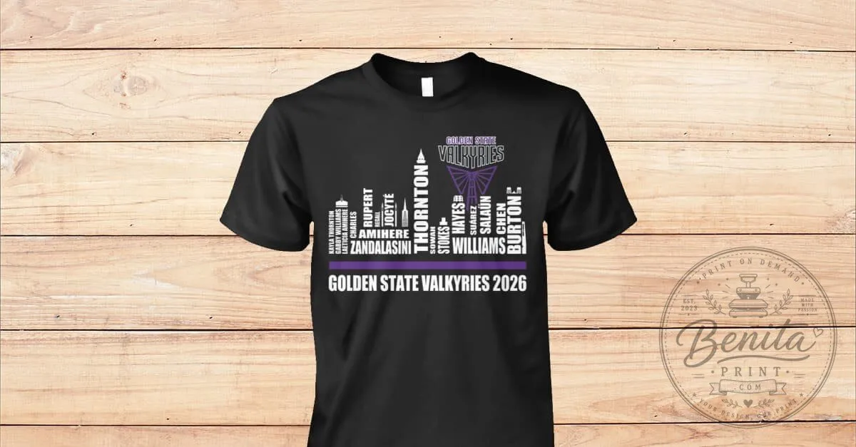 Golden State Valkyries 2026 Team Roster Black T-Shirt 2 Golden State Valkyries 2026 Team Roster Black T-Shirt