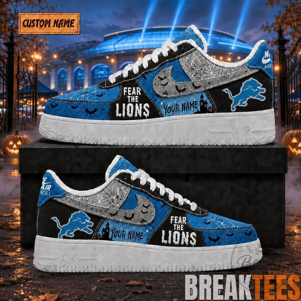 Detroit Lions Fear The Lions Halloween Custom Nike Air Force 1 Shoes
