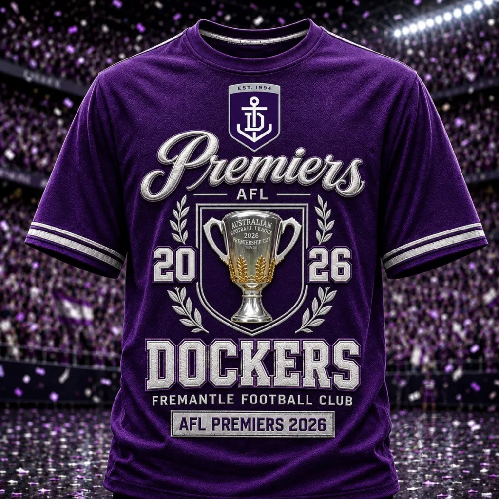 Fremantle Dockers AFL Premiers 2026 Football Club Purple T-Shirt Fremantle Dockers AFL Premiers 2026 Football Club Purple T-Shirt