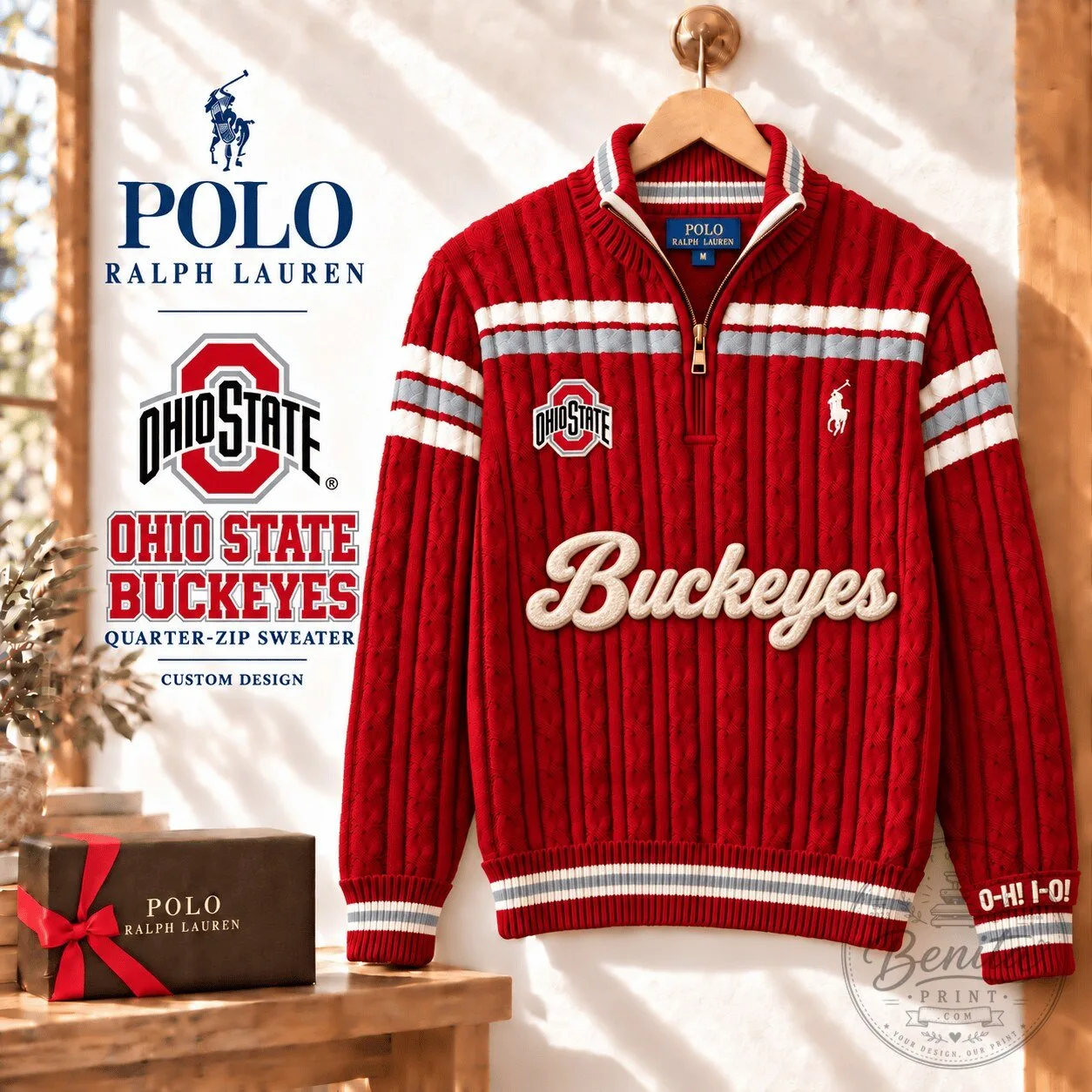 Ohio State Buckeyes Polo Ralph Lauren Quarter-Zip Sweater