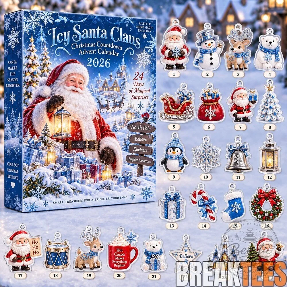 Icy Santa Claus Christmas Countdown 2026 Advent Calendar with 24 Charms