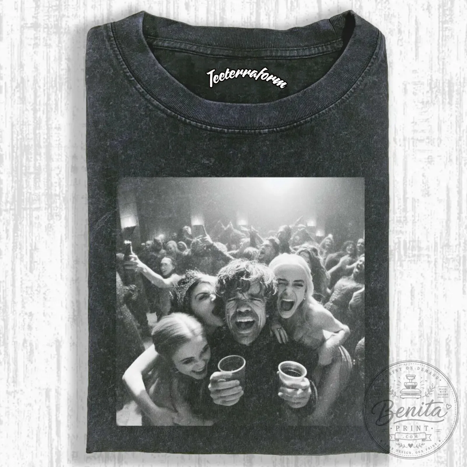 Game of Thrones Tyrion Lannister Party Black and White T-Shirt 2 Game of Thrones Tyrion Lannister Party Black and White T-Shirt