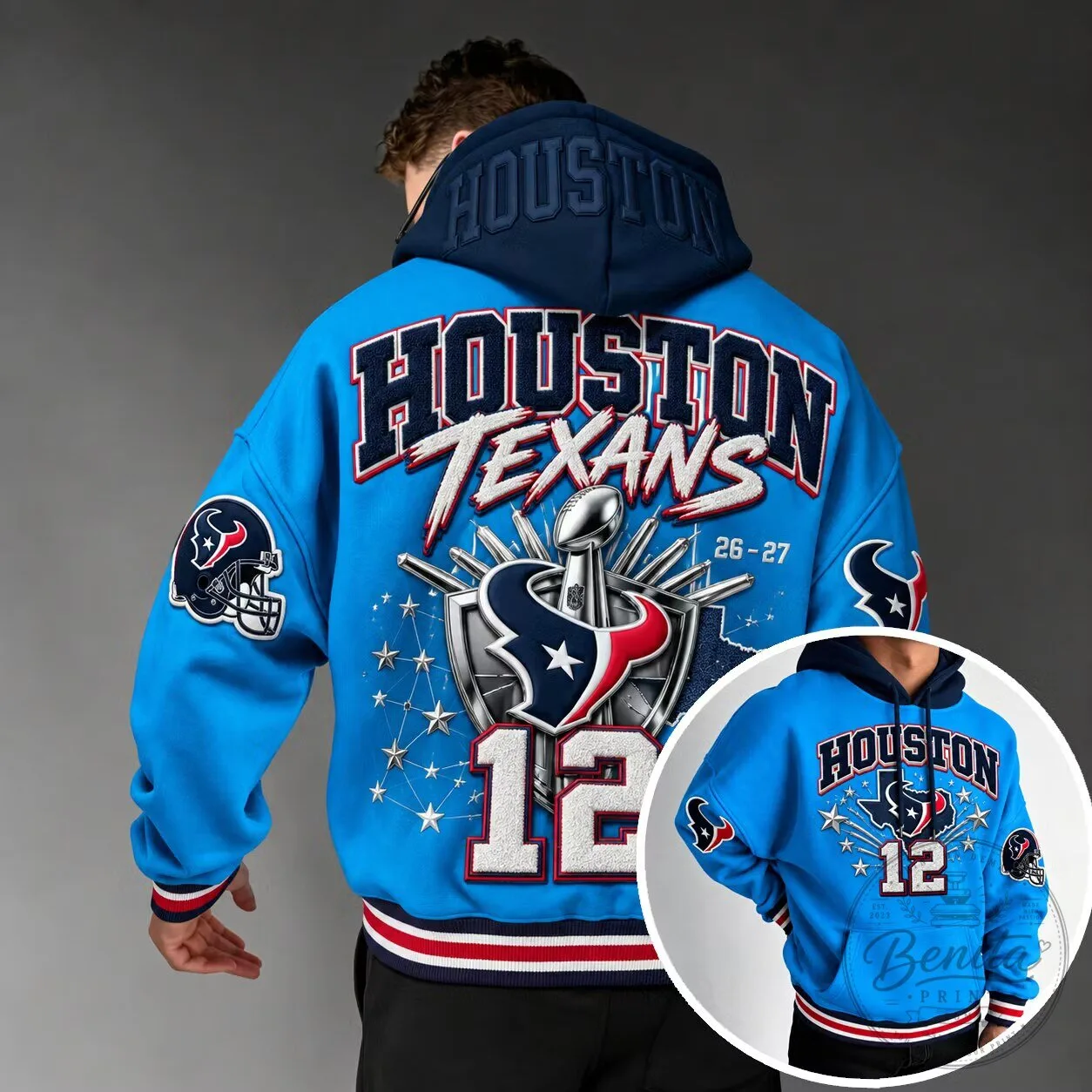 Houston Texans NFL Football Team Blue Pullover Hoodie