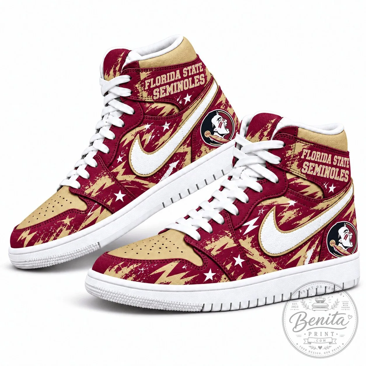 Florida State Seminoles Graffiti Pattern High-Top Sneakers