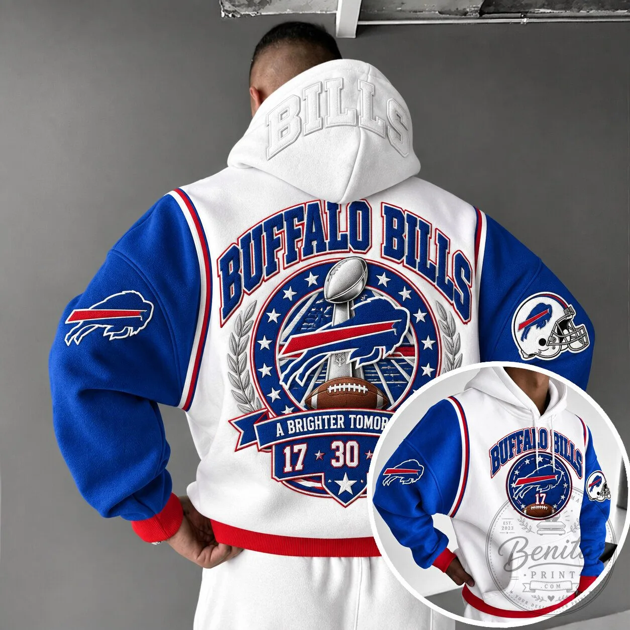 Buffalo Bills Super Bowl Champions Commemorative White and Blue Hoodie 2 Buffalo Bills Super Bowl Champions Commemorative White and Blue Hoodie