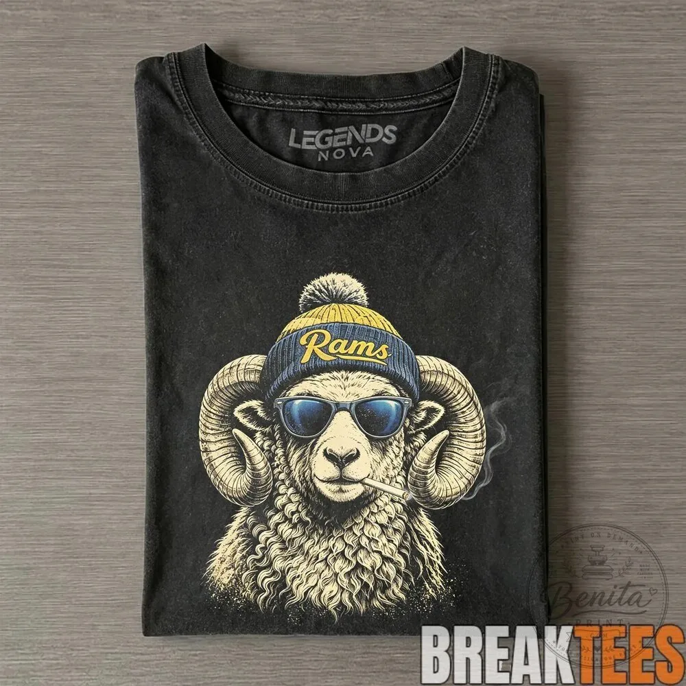 Los Angeles Rams Mascot Smoking Sheep Beanie T-Shirt