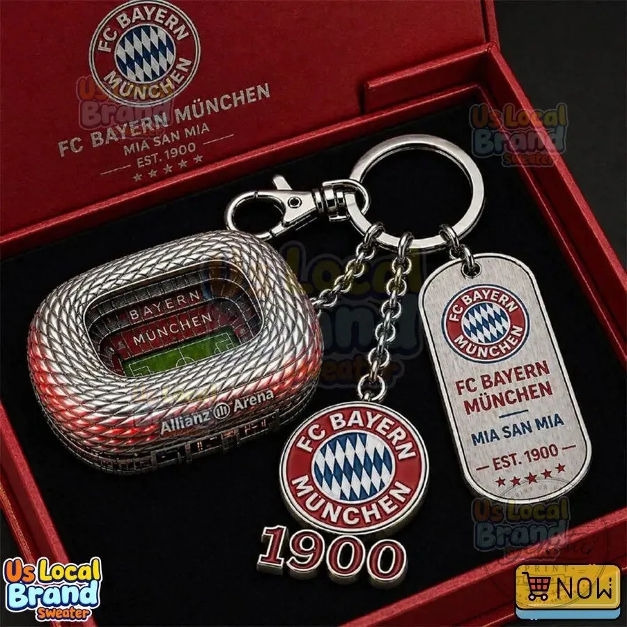 FC Bayern Munich Allianz Arena Stadium Keychain with Club Crest Charm 8 FC Bayern Munich Allianz Arena Stadium Keychain with Club Crest Charm