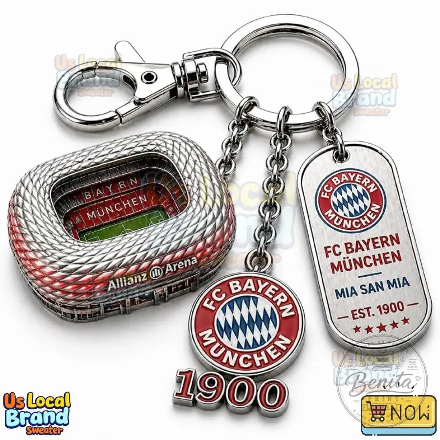 FC Bayern Munich Allianz Arena Stadium Keychain with Club Crest Charm 9 FC Bayern Munich Allianz Arena Stadium Keychain with Club Crest Charm