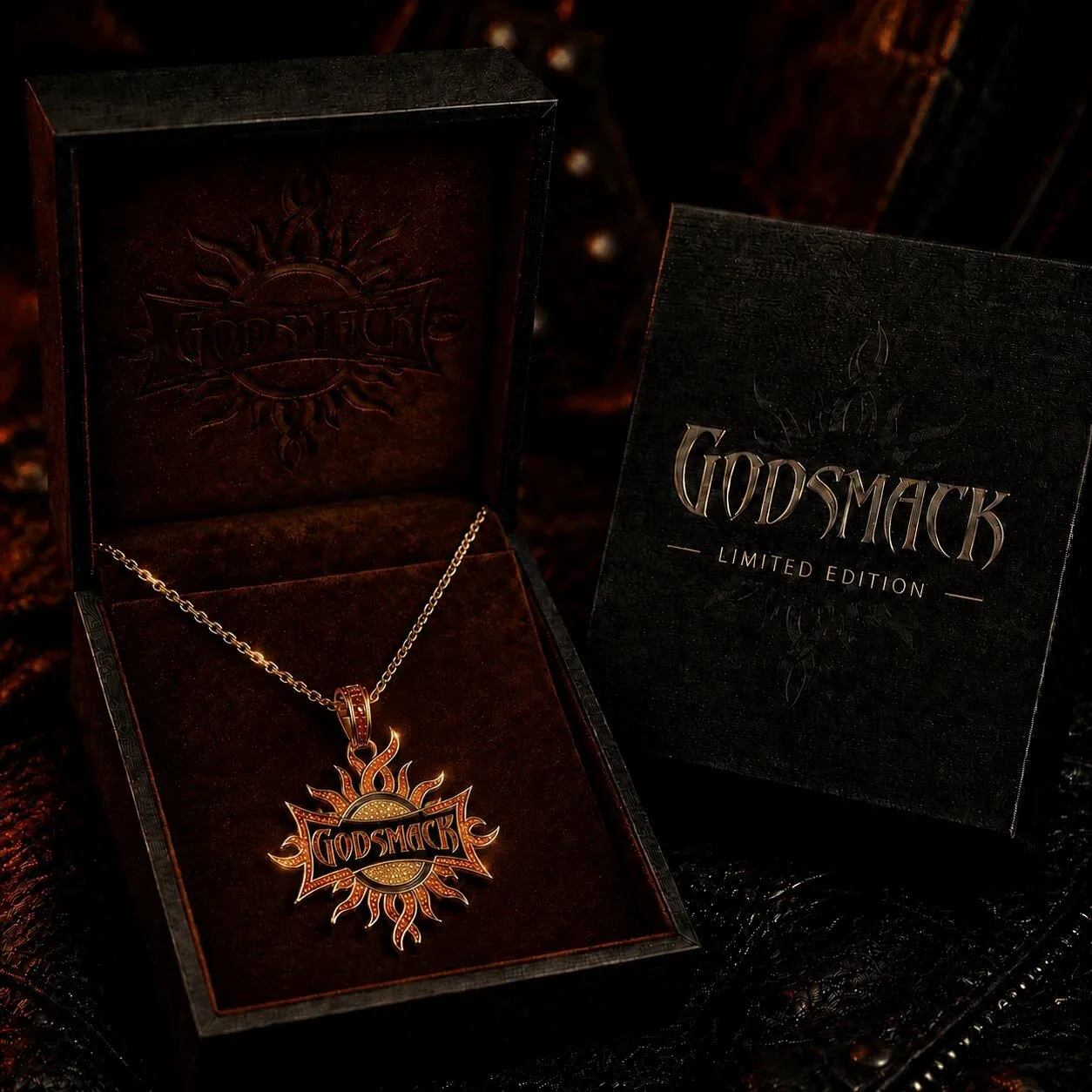 Godsmack Sun Pendant Necklace with Gold Chain