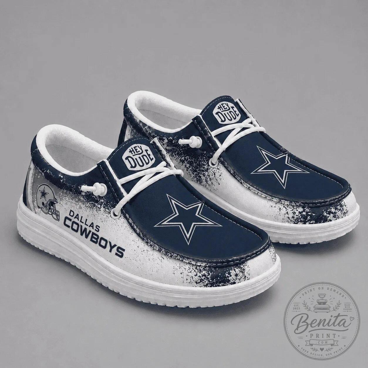 Unisex Hey Dude Loafers featuring Dallas Cowboys Design for Men and Women