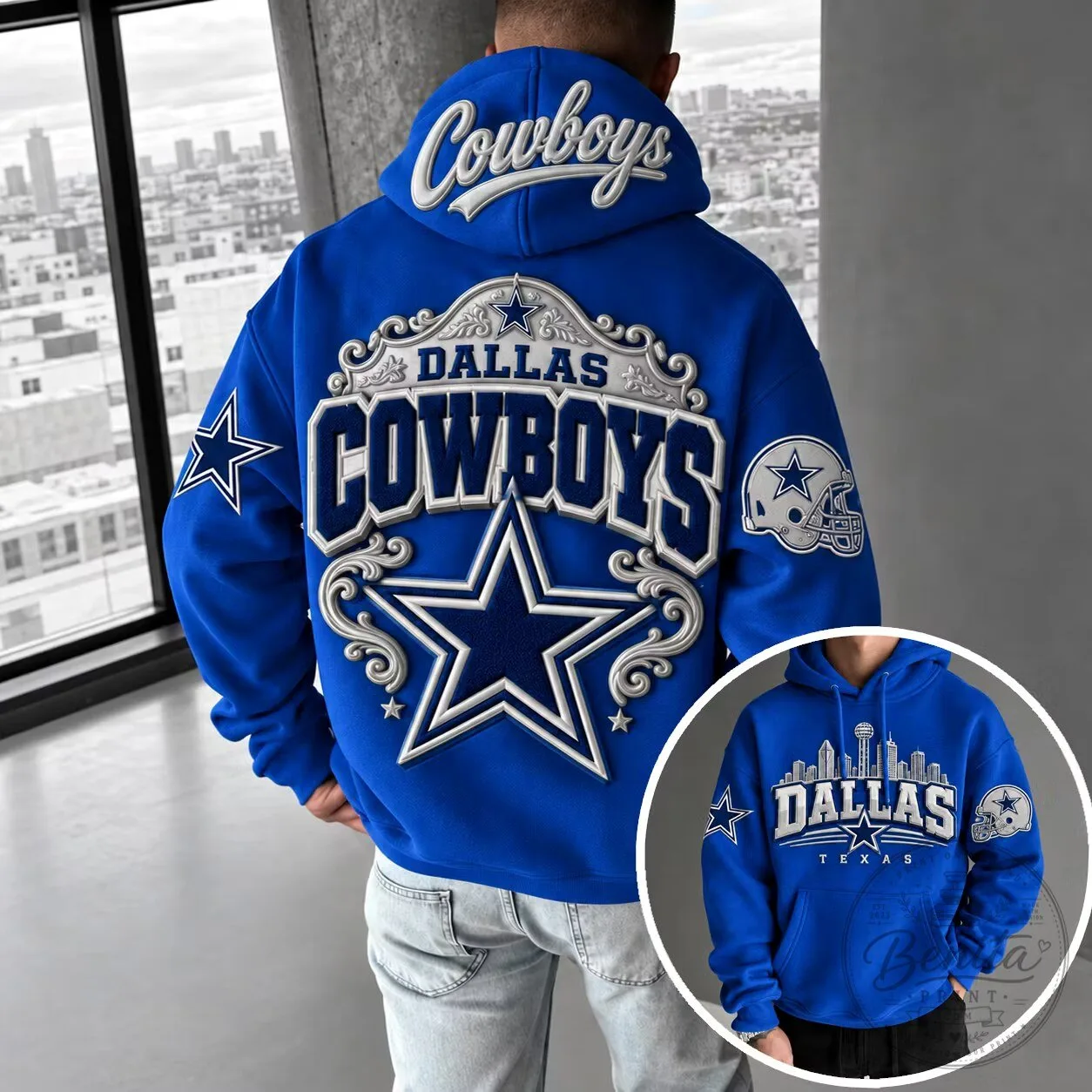 Dallas Cowboys Football Team Blue Embroidered Logo Hoodie 5 Dallas Cowboys Football Team Blue Embroidered Logo Hoodie