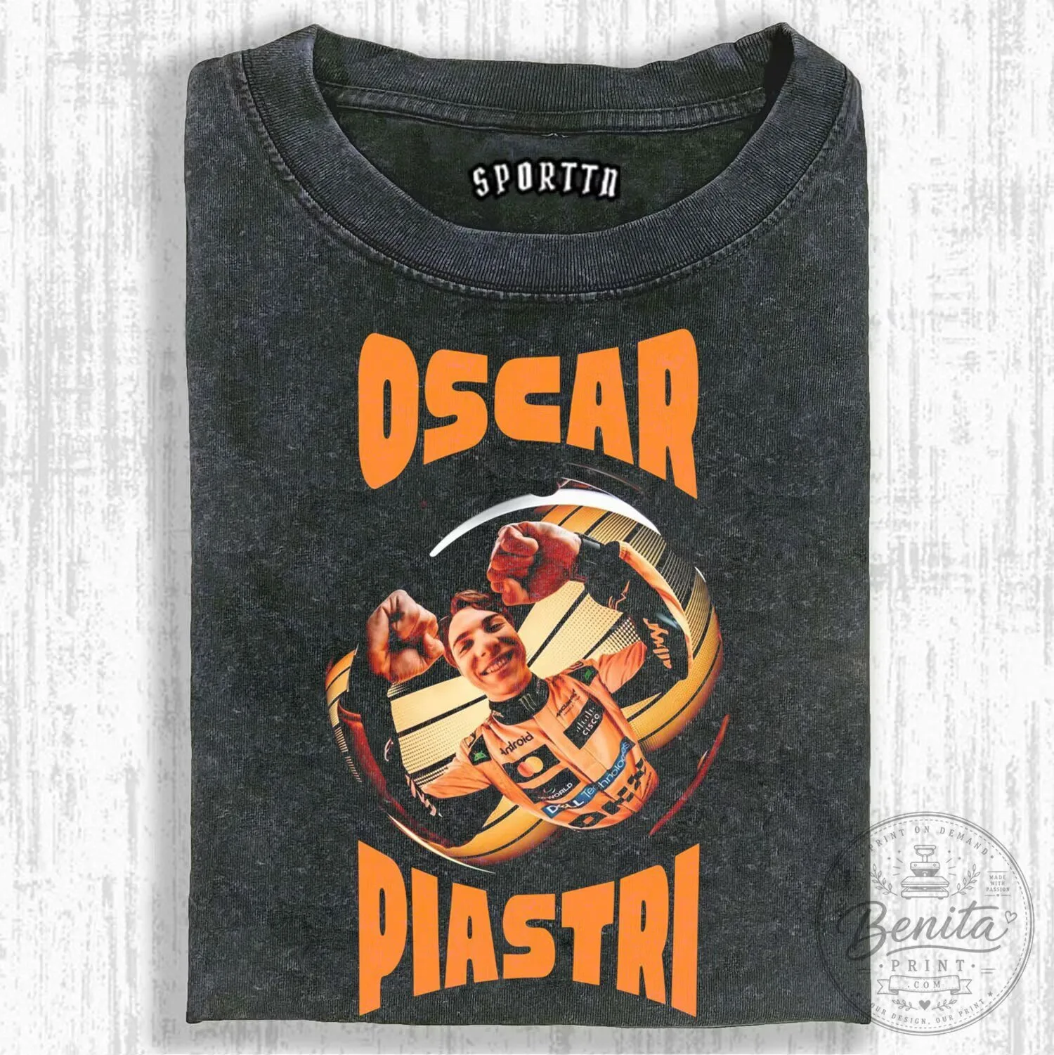 Oscar Piastri F1 Racing Driver Graphic Washed T-Shirt 3 Oscar Piastri F1 Racing Driver Graphic Washed T-Shirt
