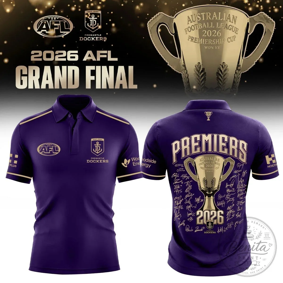 Fremantle Dockers Australian Football League 2026 Premiership Champions Polo Shirt
