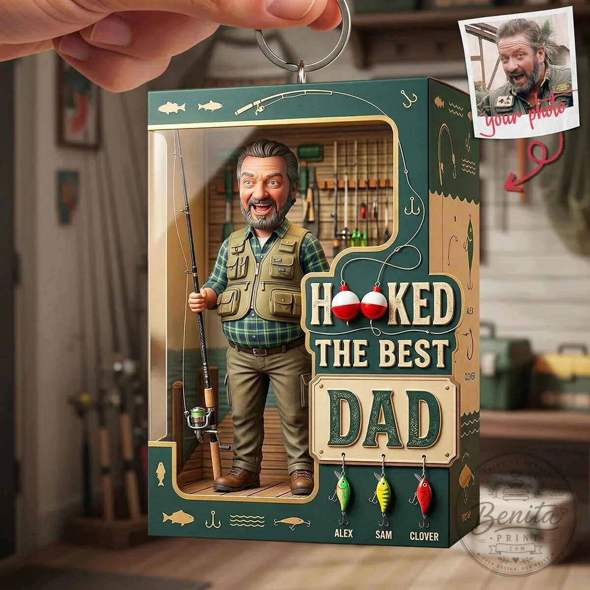 Personalized Hooked On Fishing The Best Dad Keychain Custom Photo Gift 3 Personalized Hooked On Fishing The Best Dad Keychain Custom Photo Gift