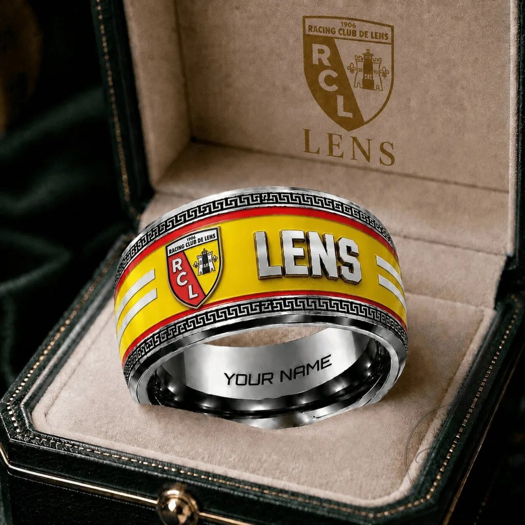 Racing Club de Lens Ligue 1 Soccer Team Personalized Custom Name Ring Racing Club de Lens Ligue 1 Soccer Team Personalized Custom Name Ring