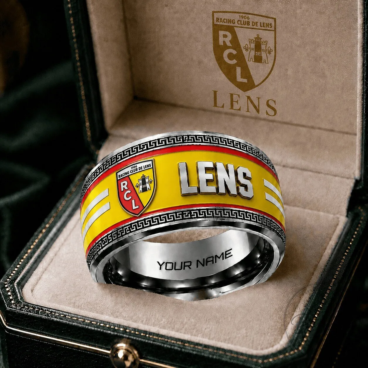 Racing Club de Lens Ligue 1 Soccer Team Personalized Custom Name Ring