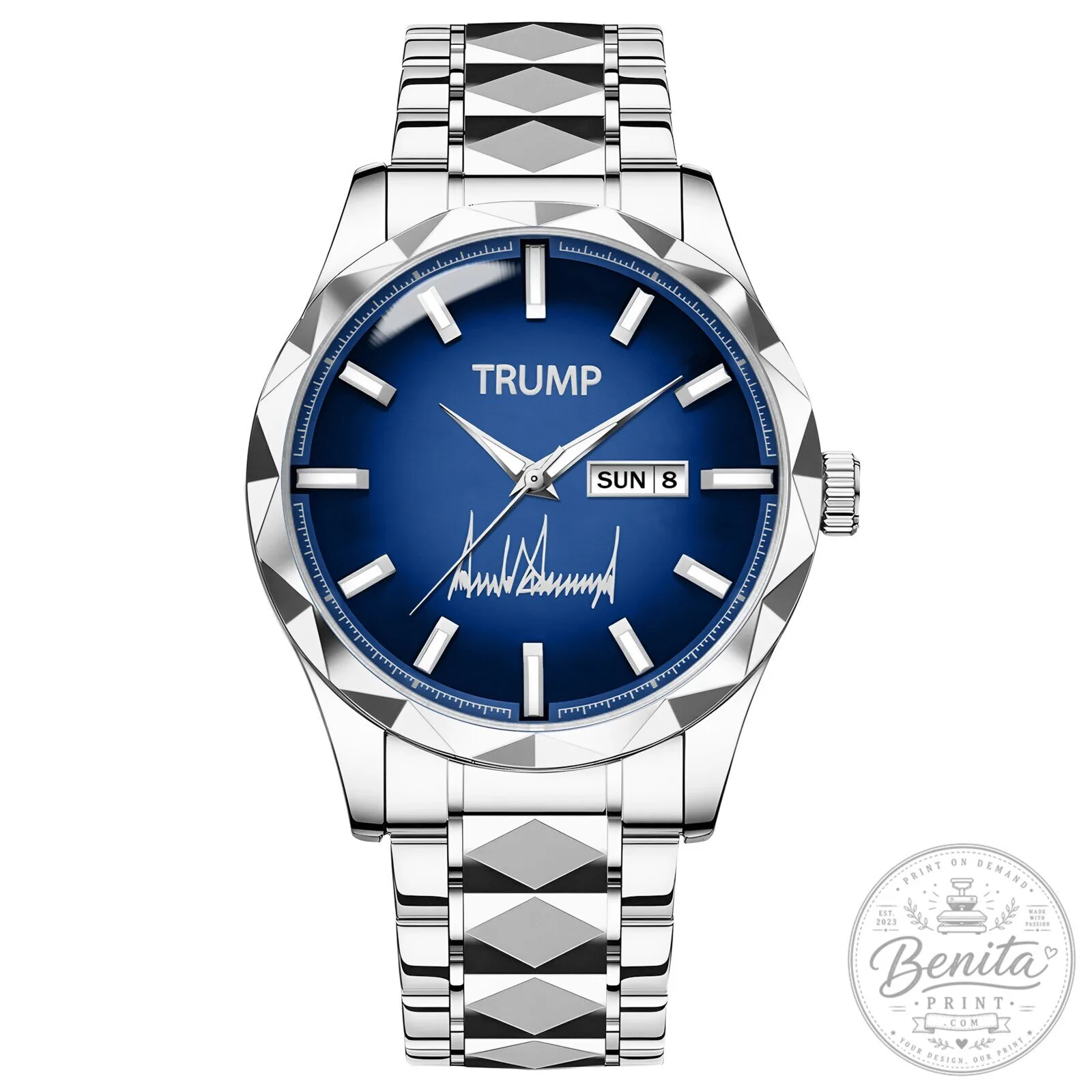 Donald Trump Signature Blue Dial Stainless Steel Men's Watch
