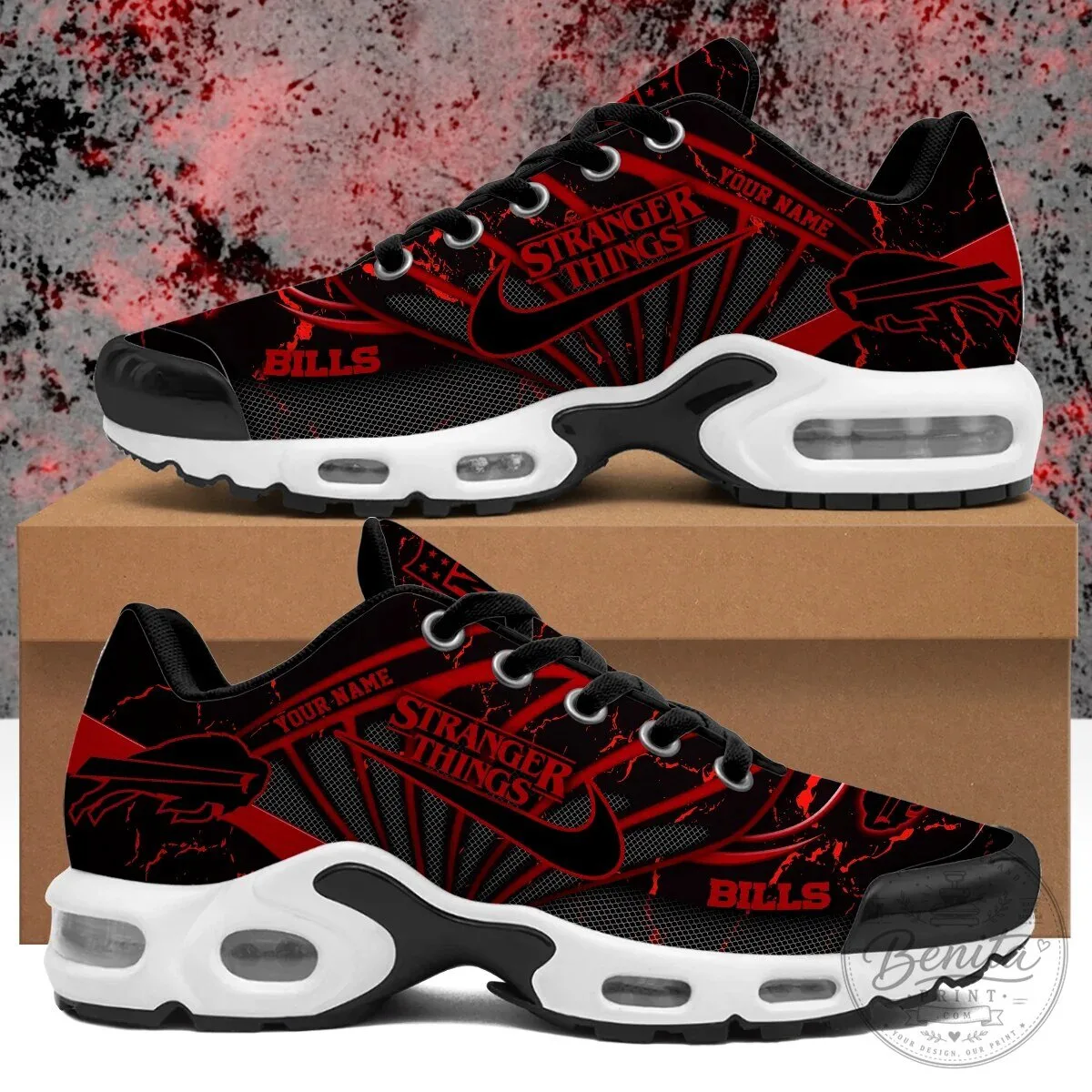 Buffalo Bills Stranger Things Personalized Black Red Air Max Shoes