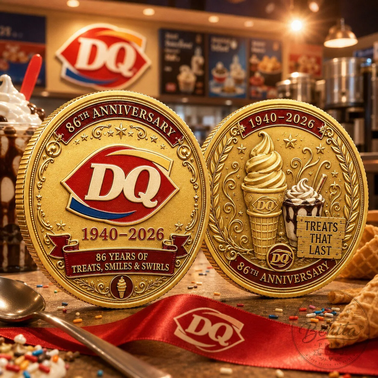 Dairy Queen 86th Anniversary Commemorative Gold Coin Collectible Souvenir