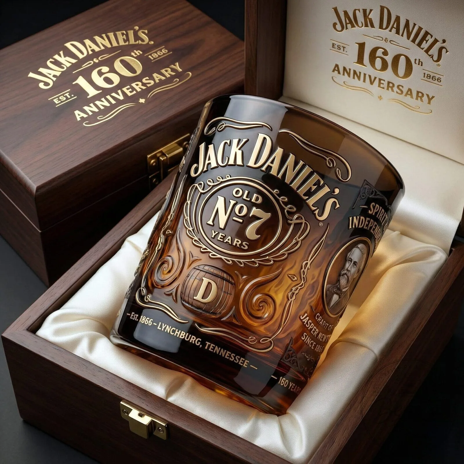 Jack Daniel's Old No. 7 Whiskey 160th Anniversary Drinking Glass