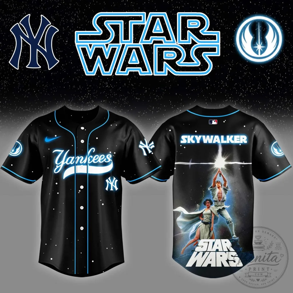 New York Yankees Baseball Jersey featuring Skywalker from Star Wars 19 New York Yankees Baseball Jersey featuring Skywalker from Star Wars