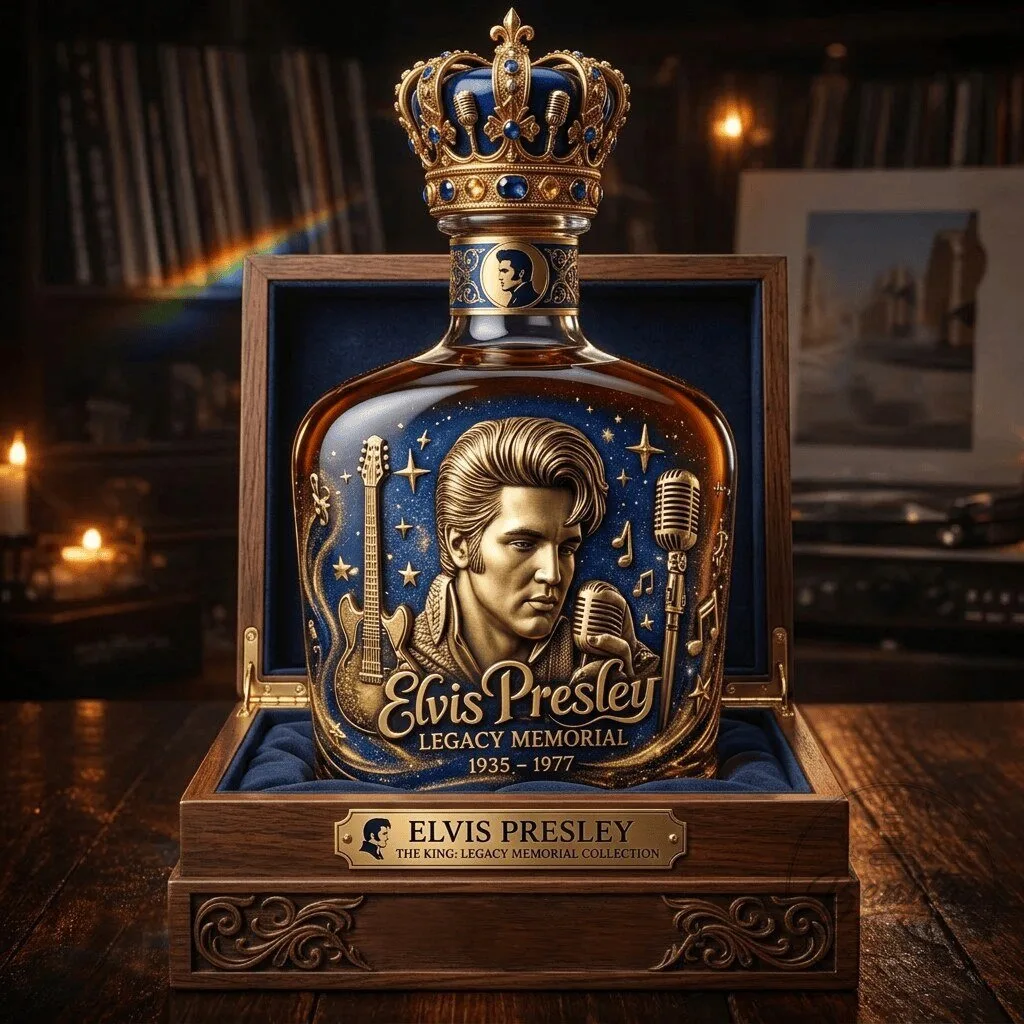 Crown Stopper Whiskey Bottle in Memory of Elvis Presley’s Legacy