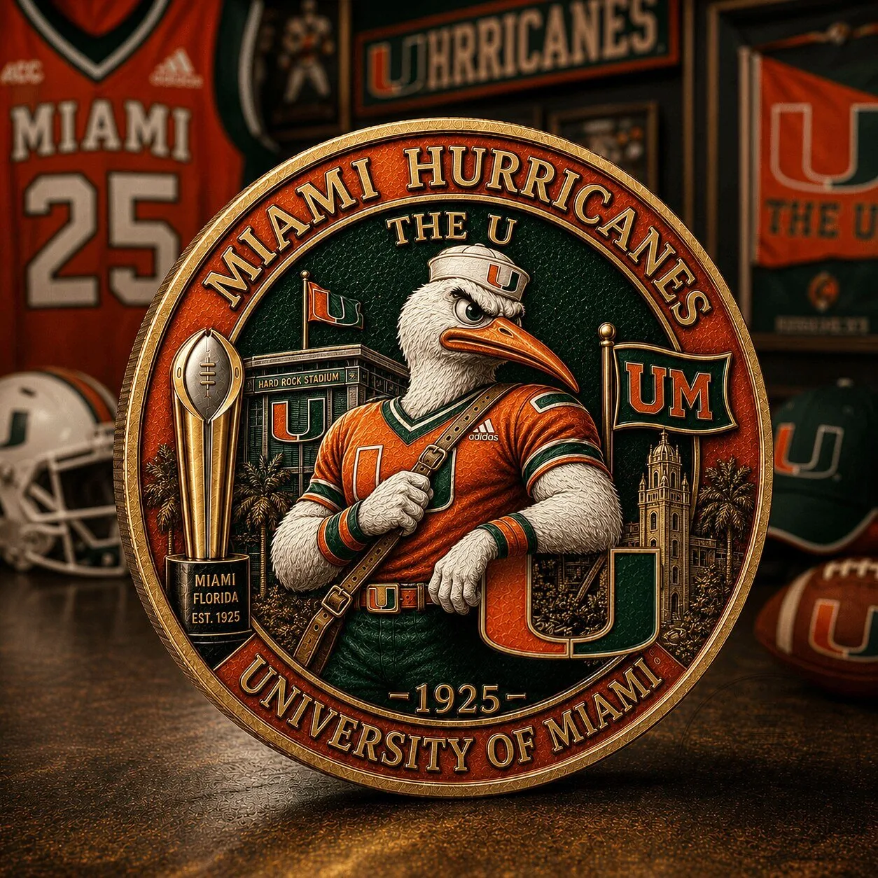 Miami Hurricanes University of Miami Football Team Commemorative Coin