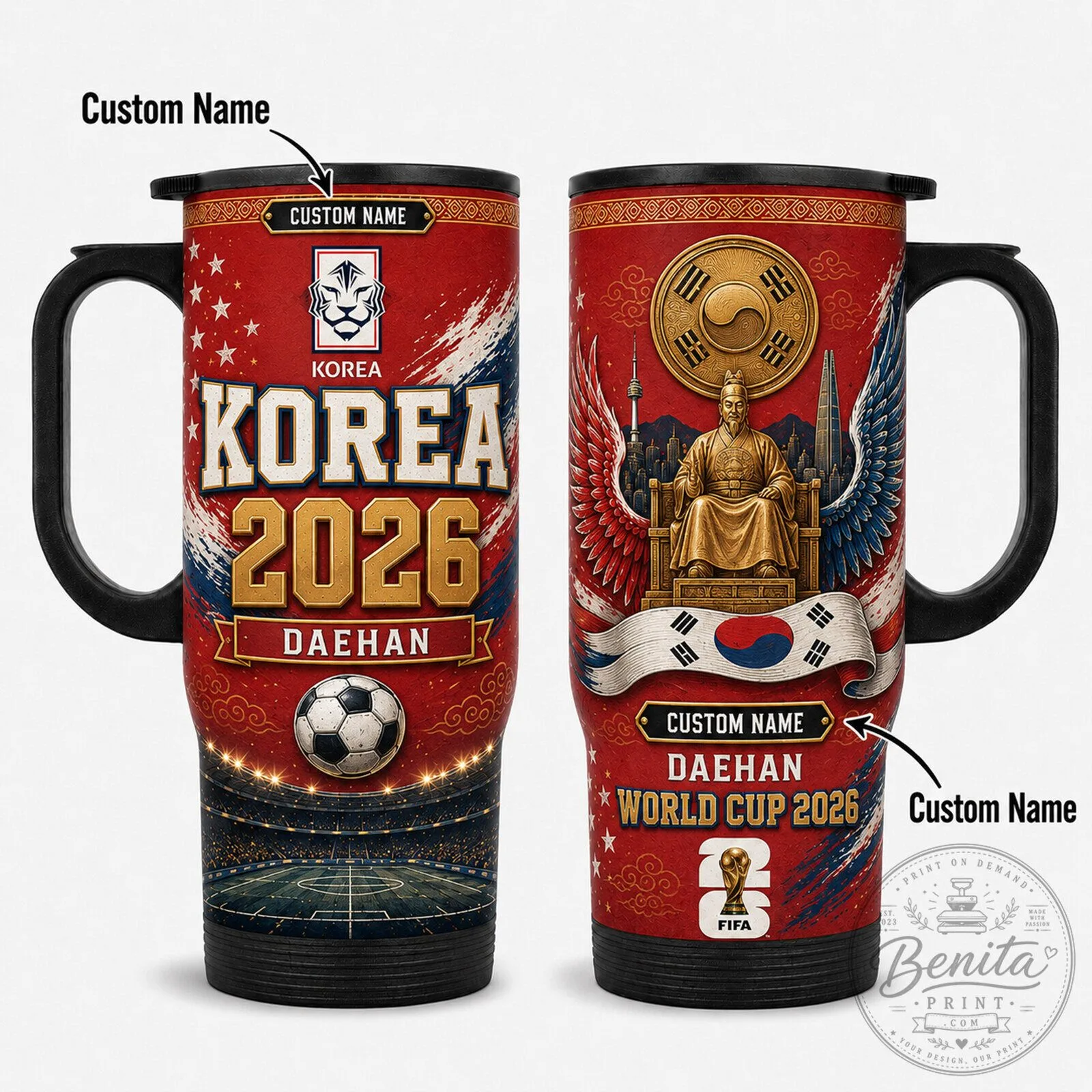 South Korea World Cup 2026 Soccer Fan Custom Name Insulated Tumbler