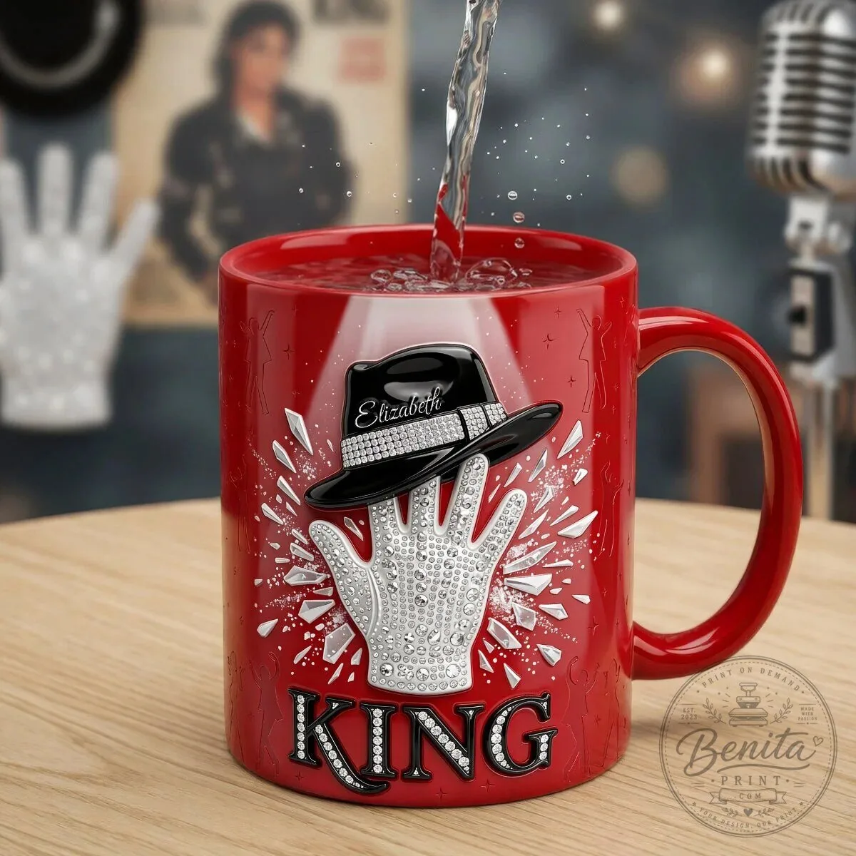 Michael Jackson King Style Glitter Glove And Hat Red Coffee Mug 8 Michael Jackson King Style Glitter Glove And Hat Red Coffee Mug