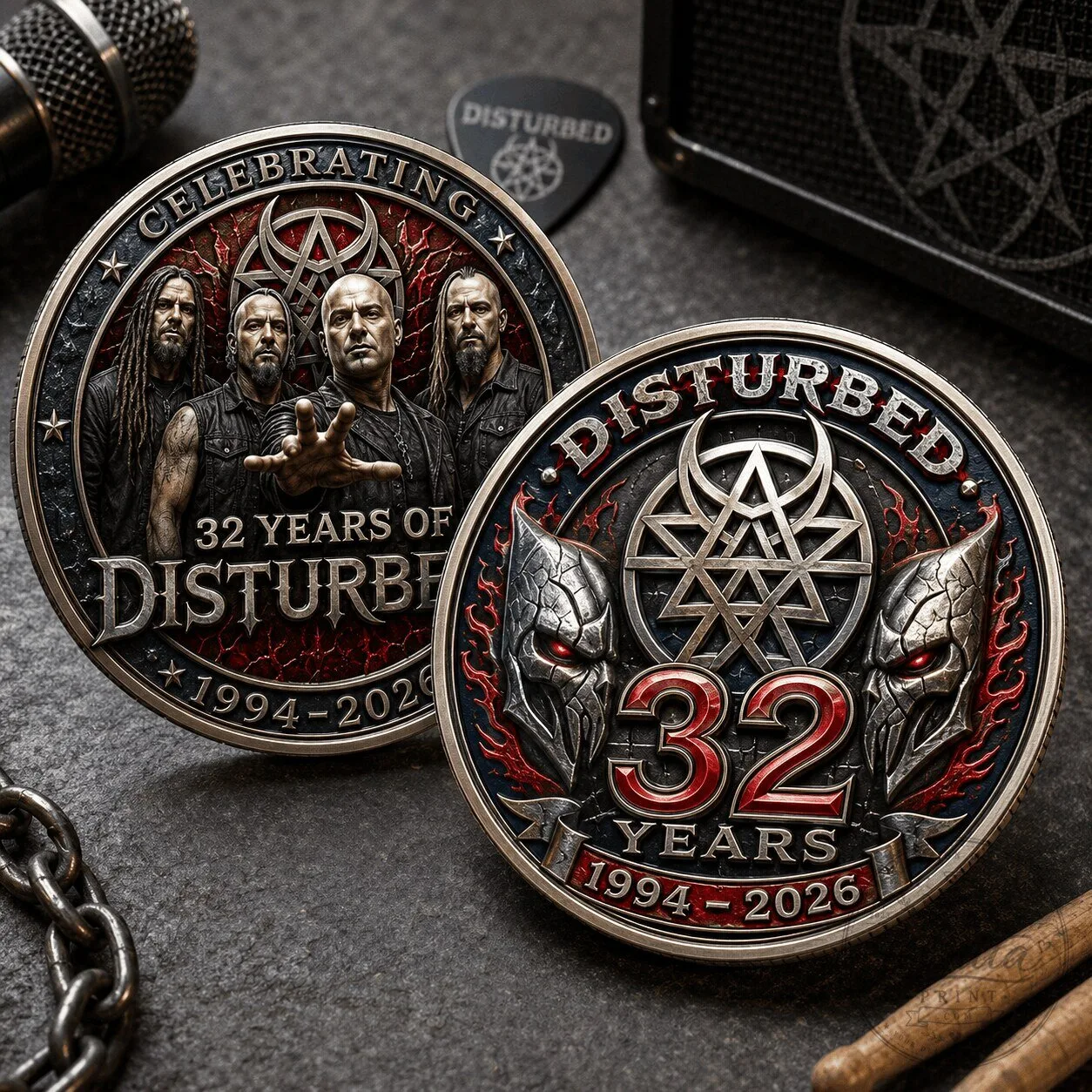 Disturbed 32 Years of Thrash Metal 1994-2026 Commemorative Coin